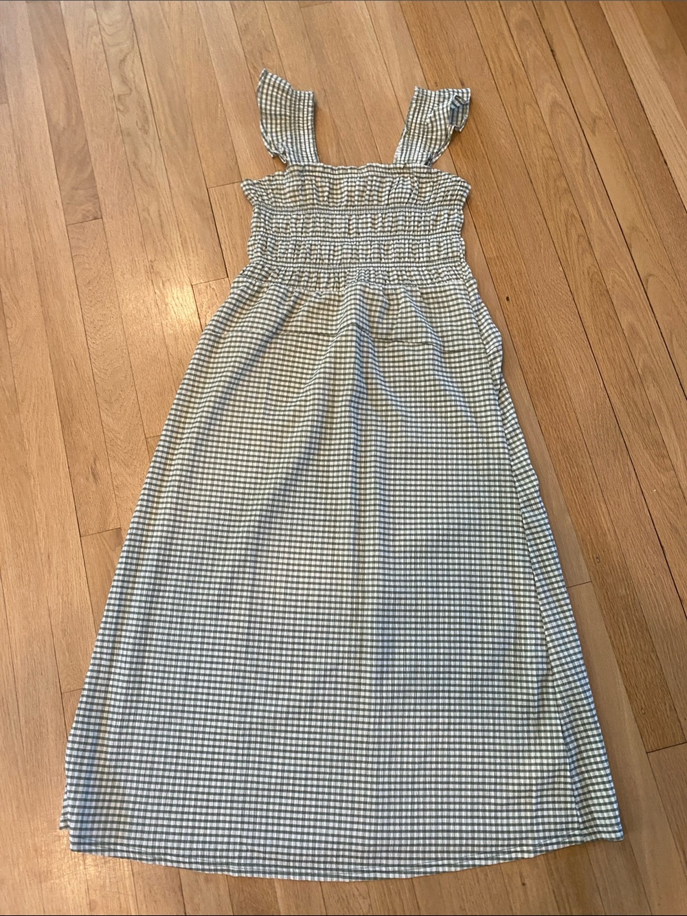 Old Navy Green Gingham Smocked Maxi Dress for Women